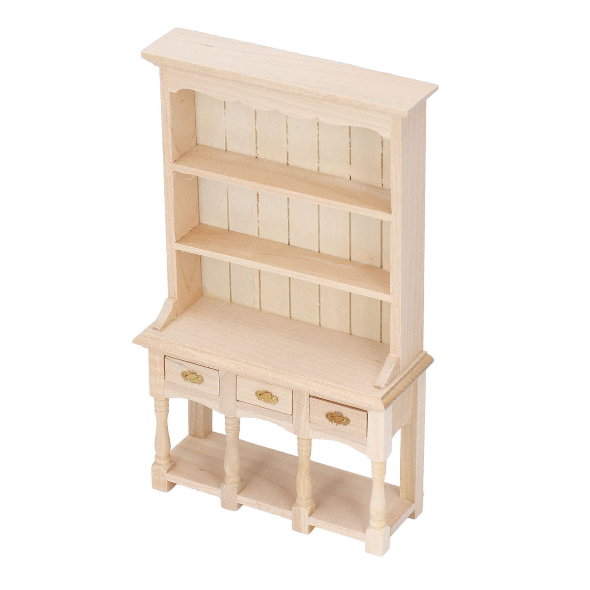 Dollhouse Bookshelf 1/12 Scale 3 Layer Drawer Design Classic Pure Colors DIY Coloring Miniature Bookcase for Gift