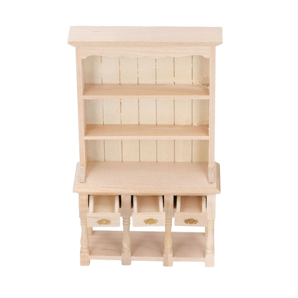 Dollhouse Bookshelf 1/12 Scale 3 Layer Drawer Design Classic Pure Colors DIY Coloring Miniature Bookcase for Gift