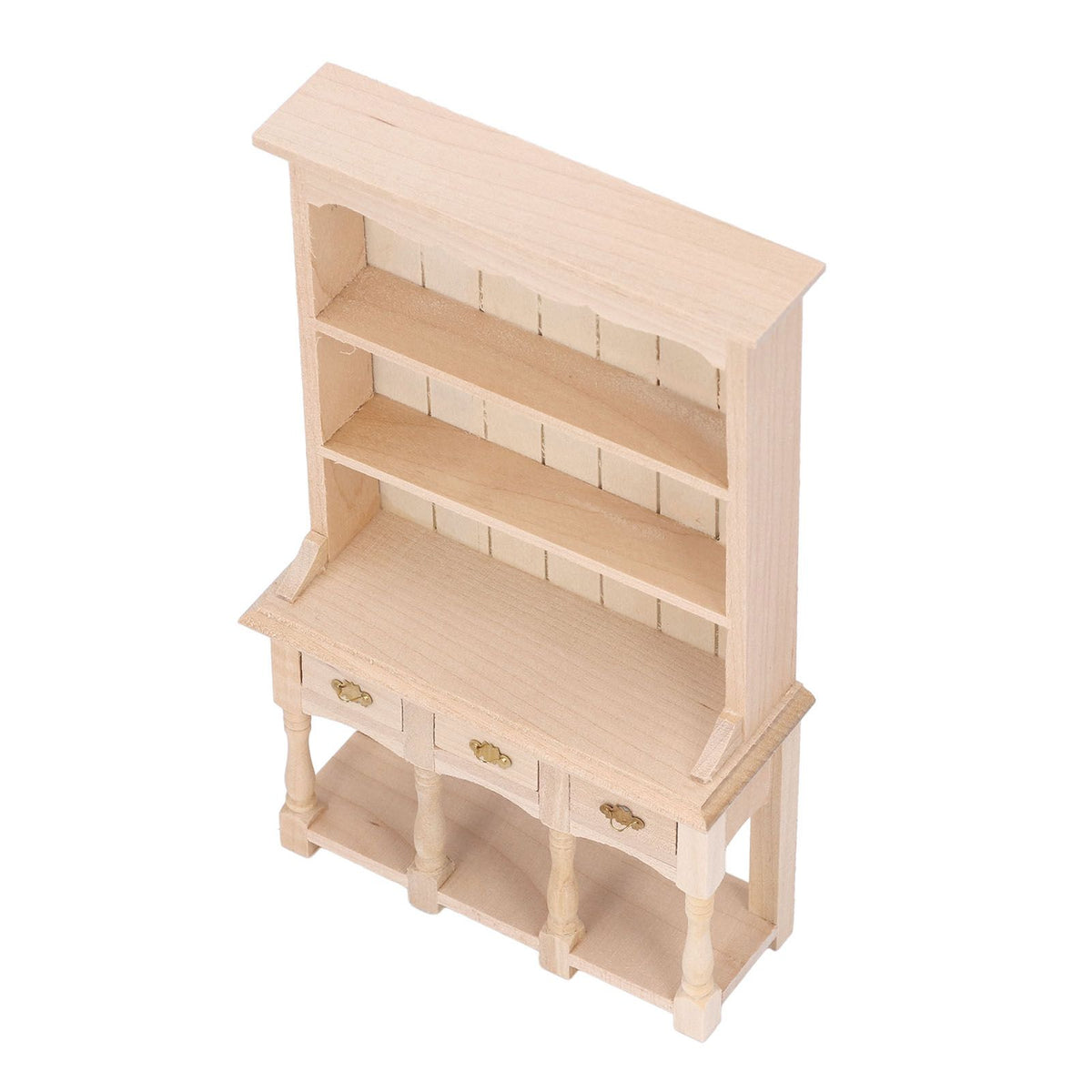 Dollhouse Bookshelf 1/12 Scale 3 Layer Drawer Design Classic Pure Colors DIY Coloring Miniature Bookcase for Gift
