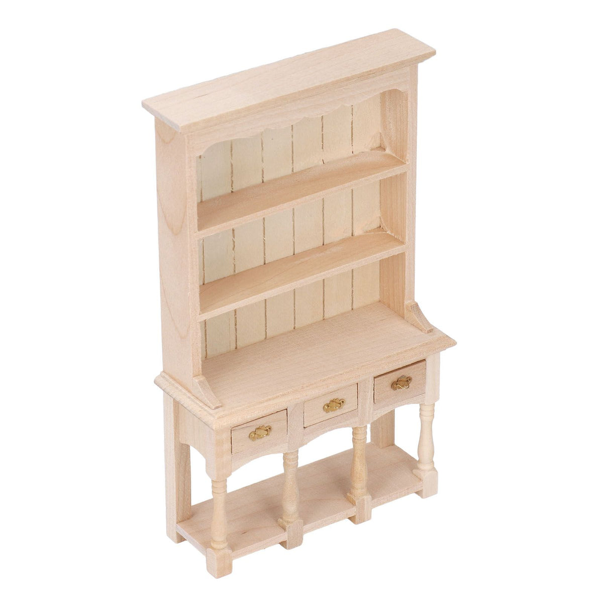 Dollhouse Bookshelf 1/12 Scale 3 Layer Drawer Design Classic Pure Colors DIY Coloring Miniature Bookcase for Gift