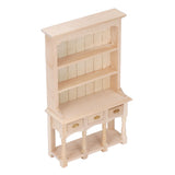 Dollhouse Bookshelf 1/12 Scale 3 Layer Drawer Design Classic Pure Colors DIY Coloring Miniature Bookcase for Gift