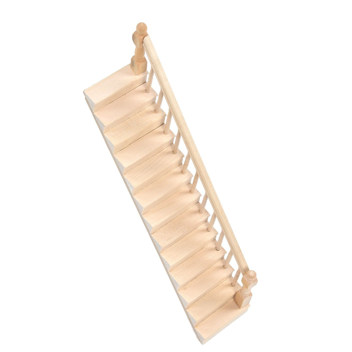 Doll House Stairs Glossy Rounded Corners Birch Material DIY Vivd Cute 1/12 Scale Miniature Staircase for CraftsRight