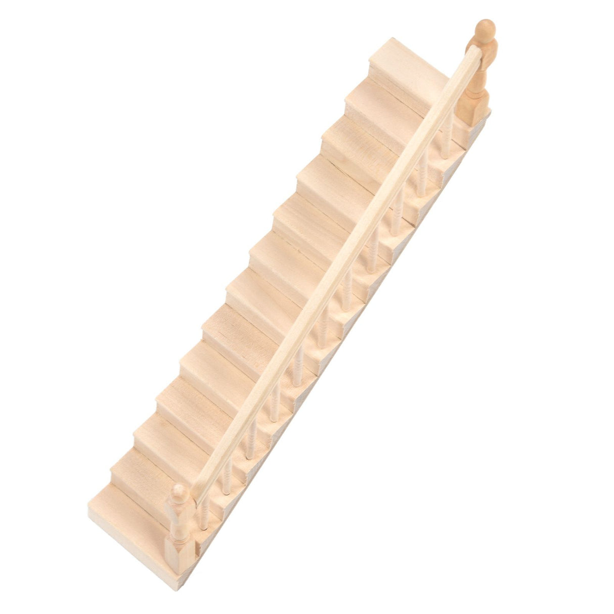 Doll House Stairs Glossy Rounded Corners Birch Material DIY Vivd Cute 1/12 Scale Miniature Staircase for CraftsRight