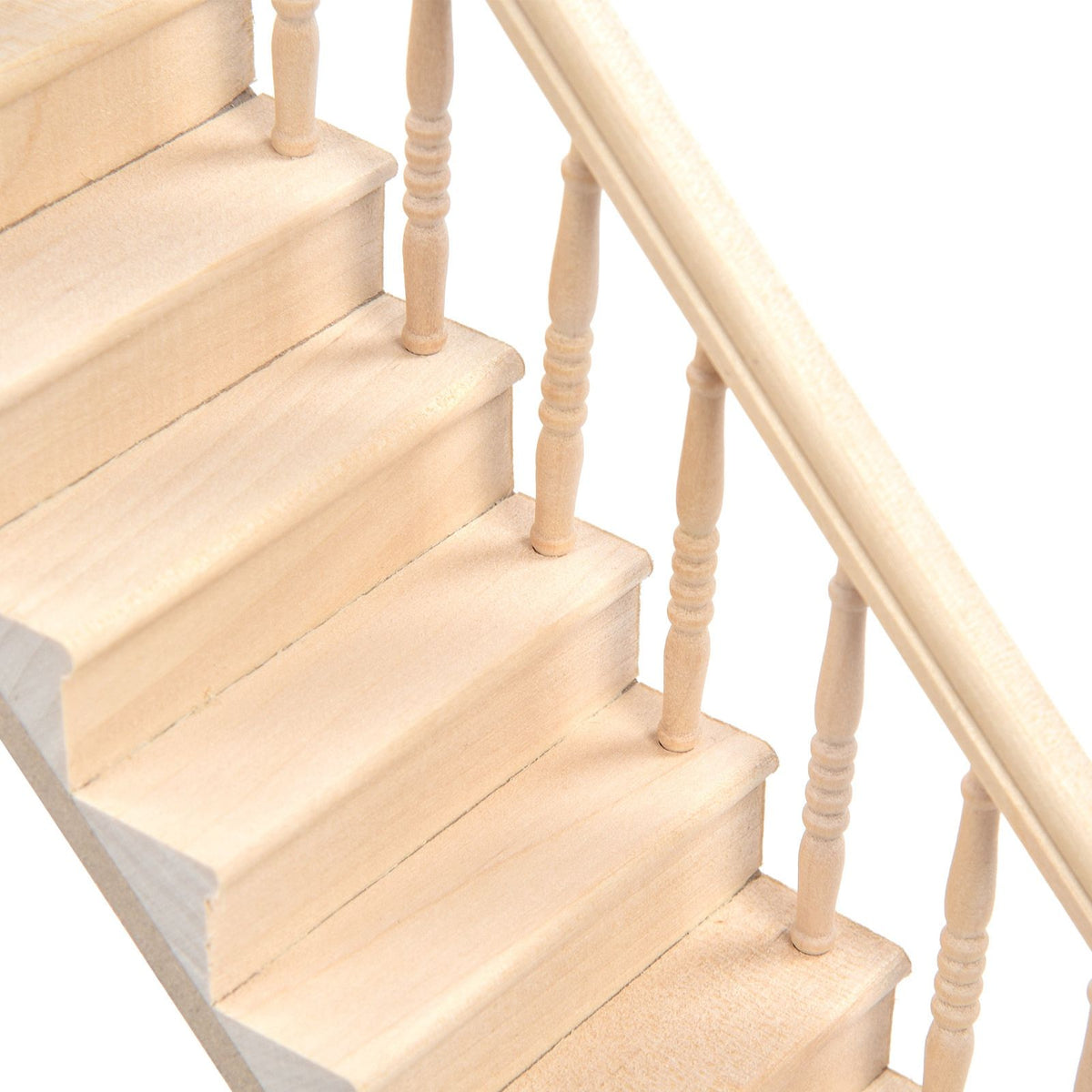 Doll House Stairs Glossy Rounded Corners Birch Material DIY Vivd Cute 1/12 Scale Miniature Staircase for CraftsRight