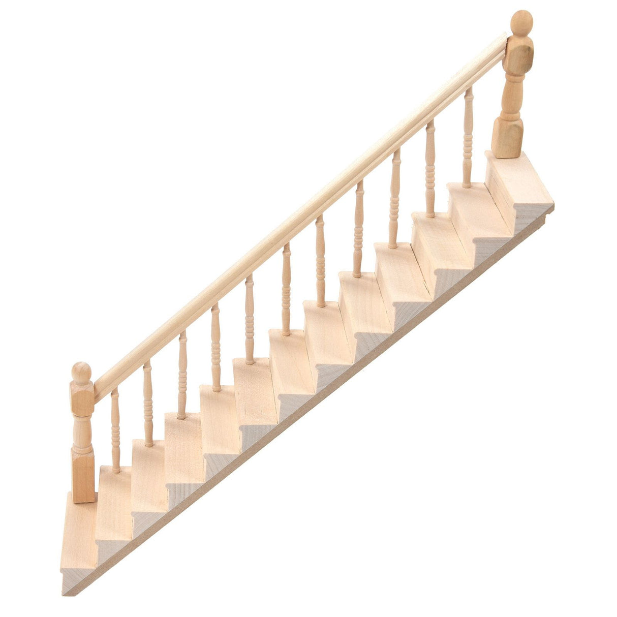 Doll House Stairs Glossy Rounded Corners Birch Material DIY Vivd Cute 1/12 Scale Miniature Staircase for CraftsLeft