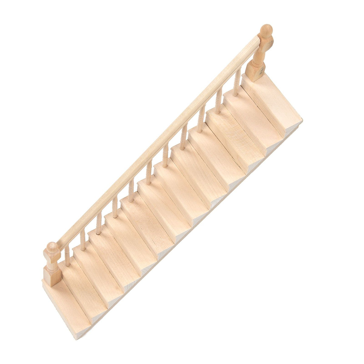 Doll House Stairs Glossy Rounded Corners Birch Material DIY Vivd Cute 1/12 Scale Miniature Staircase for CraftsLeft