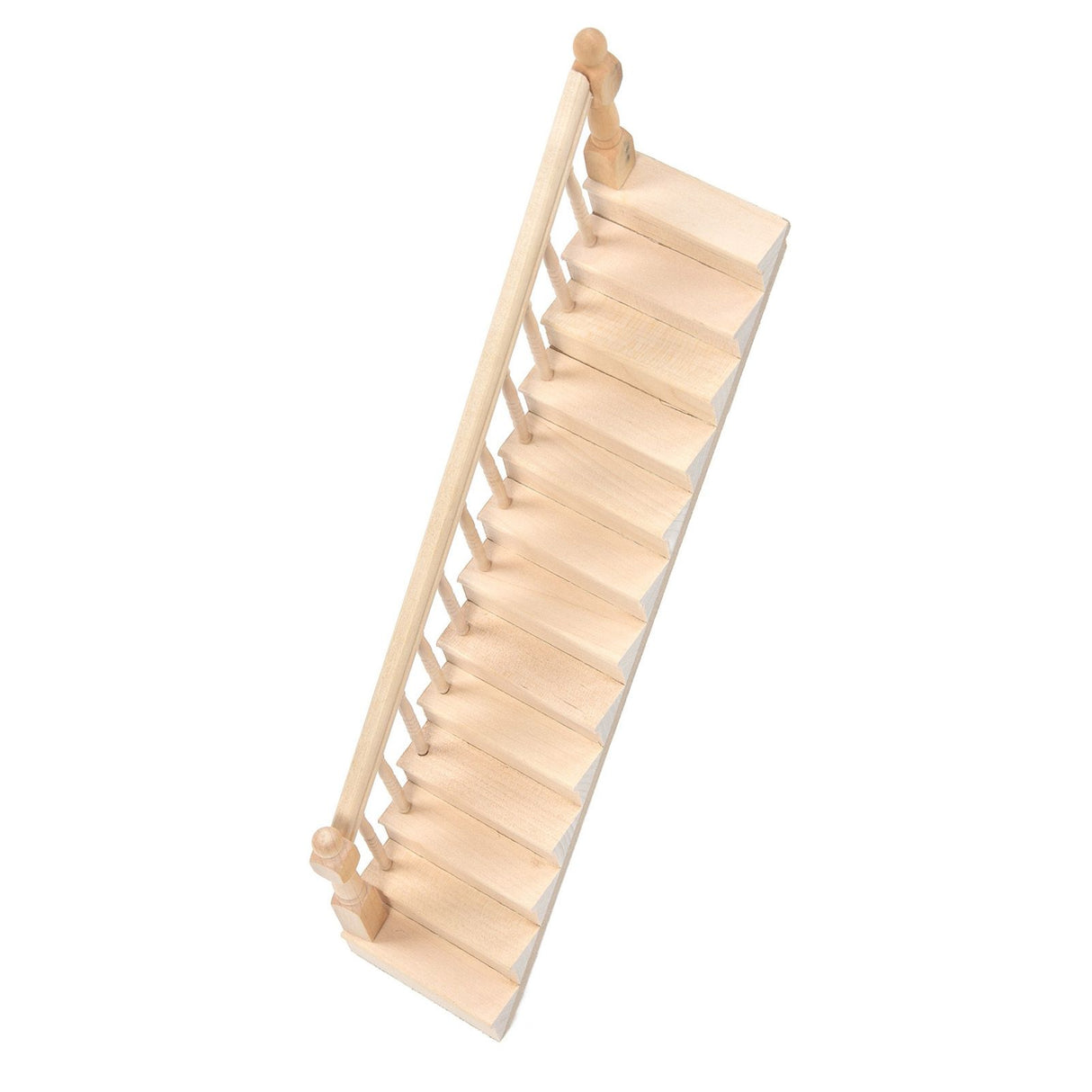 Doll House Stairs Glossy Rounded Corners Birch Material DIY Vivd Cute 1/12 Scale Miniature Staircase for CraftsLeft
