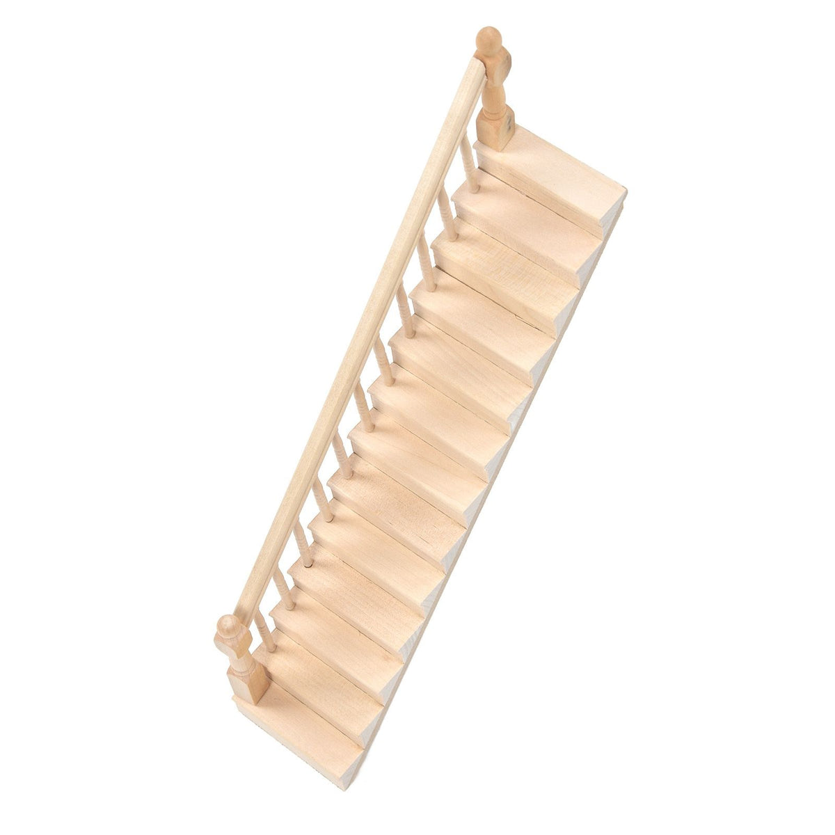 Doll House Stairs Glossy Rounded Corners Birch Material DIY Vivd Cute 1/12 Scale Miniature Staircase for CraftsLeft