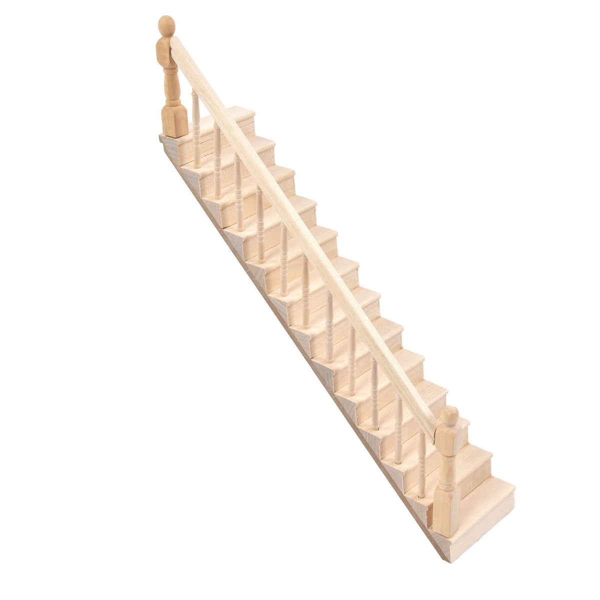 Doll House Stairs Glossy Rounded Corners Birch Material DIY Vivd Cute 1/12 Scale Miniature Staircase for CraftsLeft