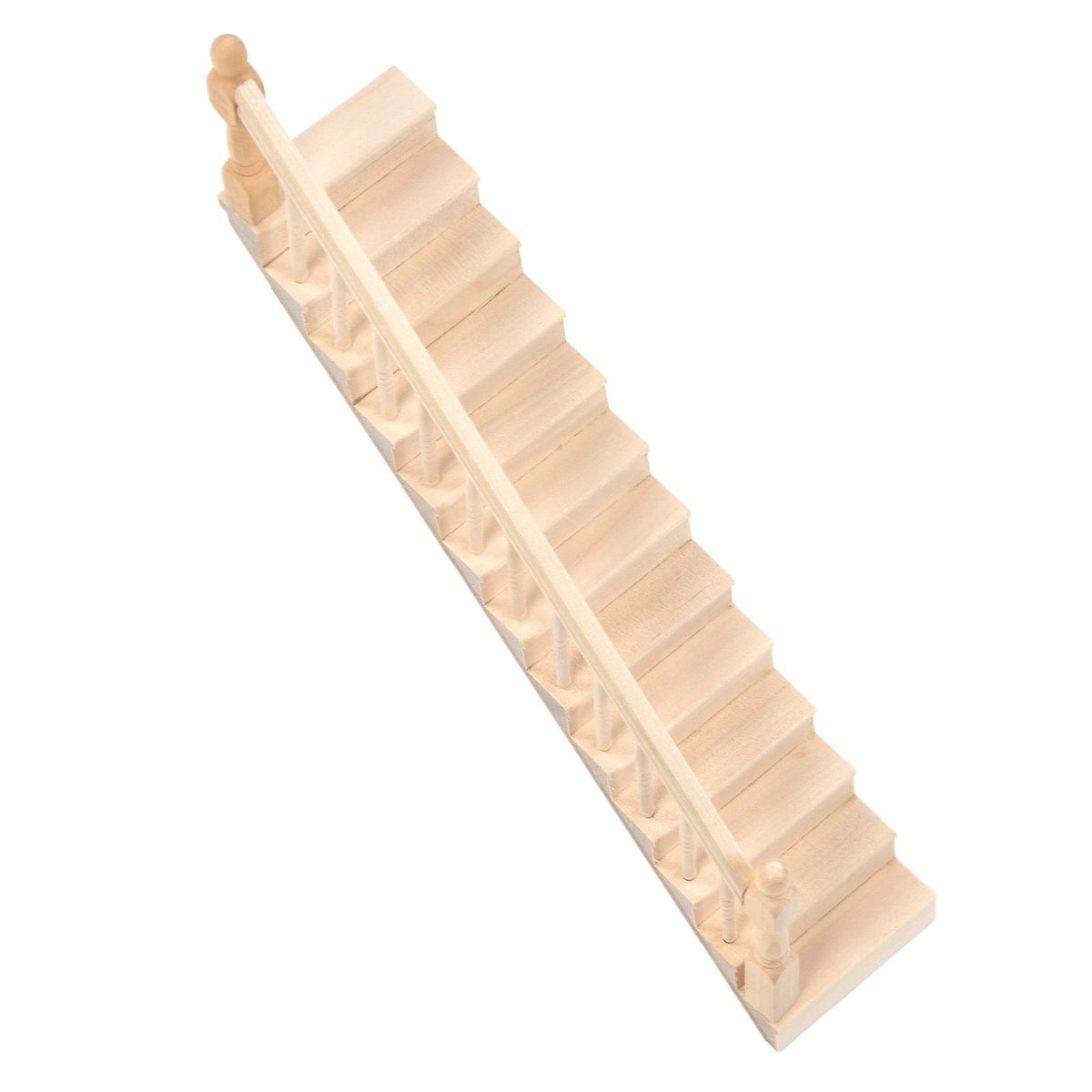 Doll House Stairs Glossy Rounded Corners Birch Material DIY Vivd Cute 1/12 Scale Miniature Staircase for CraftsLeft