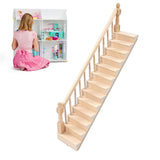 Doll House Stairs Glossy Rounded Corners Birch Material DIY Vivd Cute 1/12 Scale Miniature Staircase for CraftsLeft