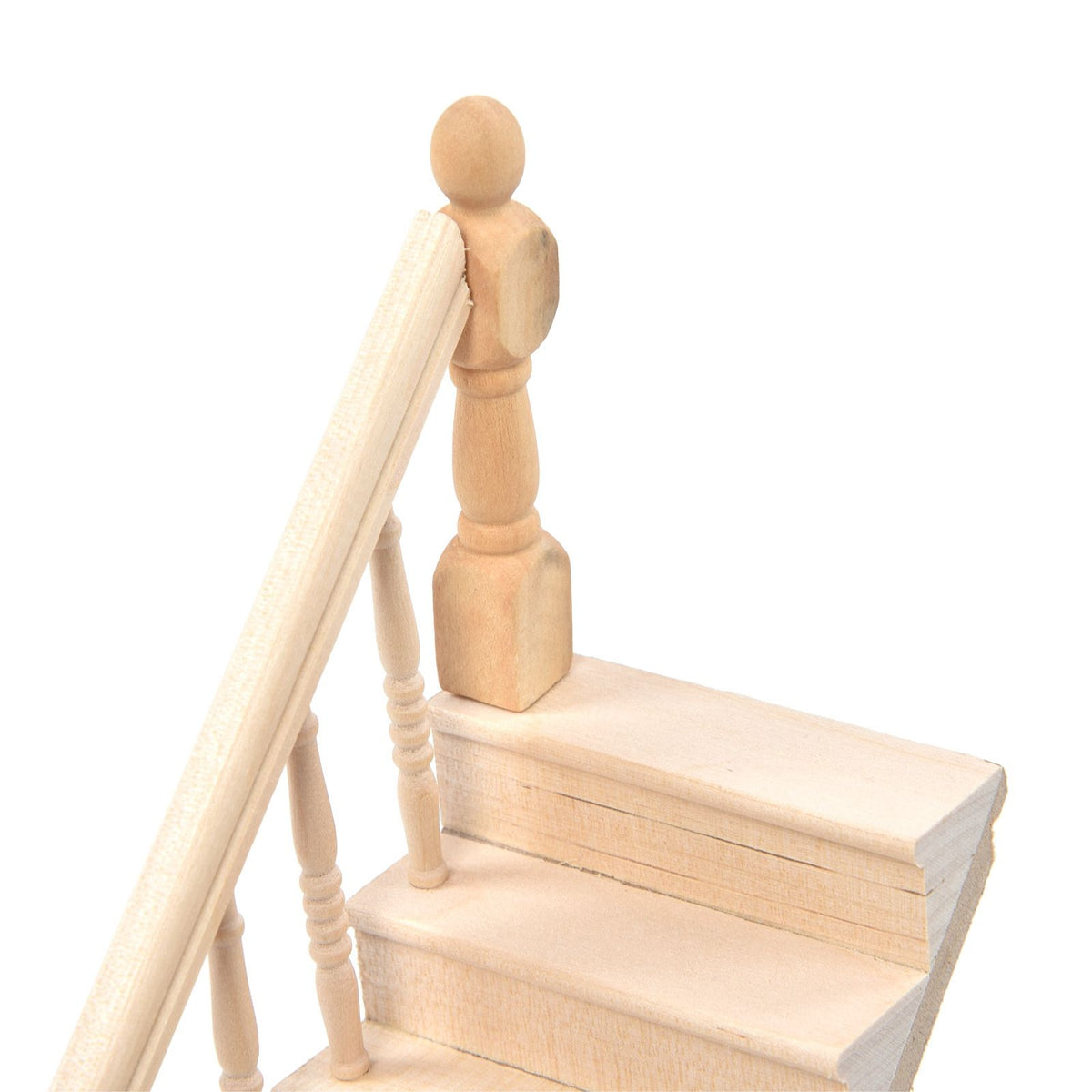 Doll House Stairs Glossy Rounded Corners Birch Material DIY Vivd Cute 1/12 Scale Miniature Staircase for CraftsLeft