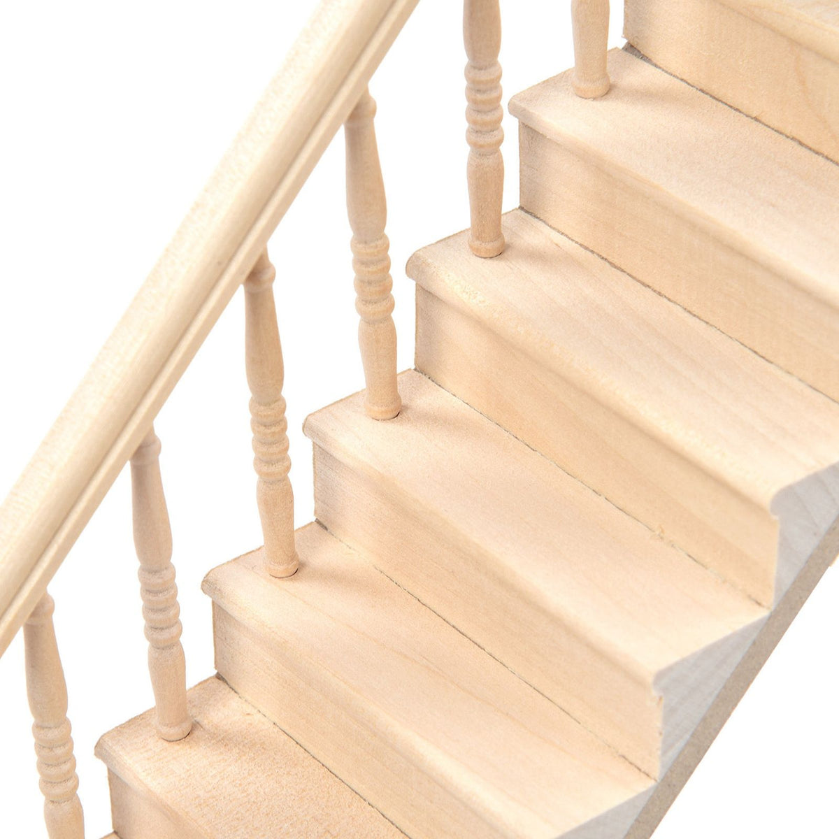 Doll House Stairs Glossy Rounded Corners Birch Material DIY Vivd Cute 1/12 Scale Miniature Staircase for CraftsLeft
