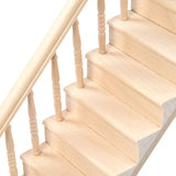 Doll House Stairs Glossy Rounded Corners Birch Material DIY Vivd Cute 1/12 Scale Miniature Staircase for CraftsLeft - Extra Image