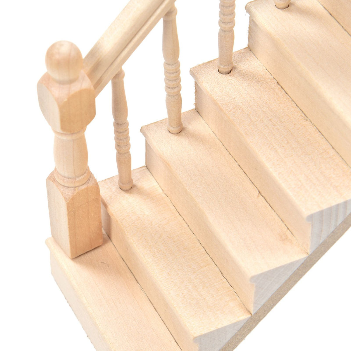 Doll House Stairs Glossy Rounded Corners Birch Material DIY Vivd Cute 1/12 Scale Miniature Staircase for CraftsLeft