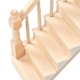 Doll House Stairs Glossy Rounded Corners Birch Material DIY Vivd Cute 1/12 Scale Miniature Staircase for CraftsLeft