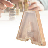 Wooden Bank DIY Making Birch Wood Plastic Material Letter A Shape Transparent Appearance Decorative Change Bank for Kid
