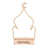 LED Ramadan Ornament Wooden Muslin Ramadan Crafts Light Festival Decoration for Household