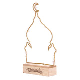 LED Ramadan Ornament Wooden Muslin Ramadan Crafts Light Festival Decoration for Household - Front View