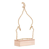 LED Ramadan Ornament Wooden Muslin Ramadan Crafts Light Festival Decoration for Household
