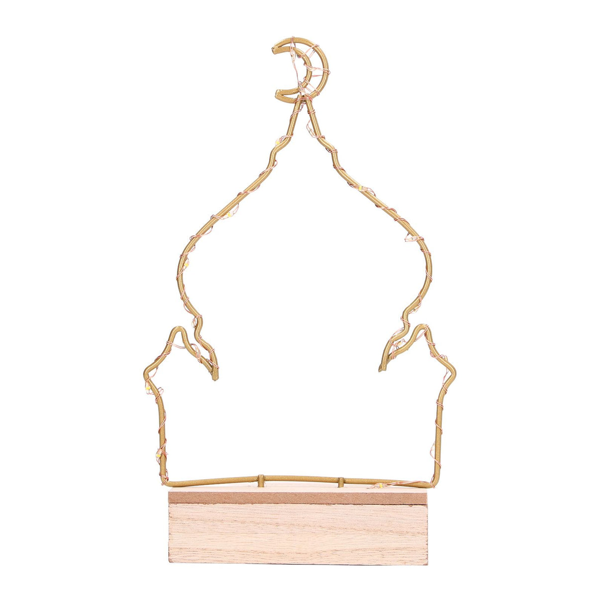 LED Ramadan Ornament Wooden Muslin Ramadan Crafts Light Festival Decoration for Household
