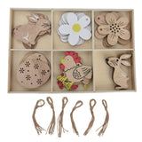30Pcs Wooden Easter Pendant Bunny Flower Chicken Eggs Durable Wood Eye Catching Wooden Cutouts for DIY Decoration