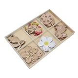 30Pcs Wooden Easter Pendant Bunny Flower Chicken Eggs Durable Wood Eye Catching Wooden Cutouts for DIY Decoration - Front View