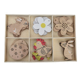 30Pcs Wooden Easter Pendant Bunny Flower Chicken Eggs Durable Wood Eye Catching Wooden Cutouts for DIY Decoration