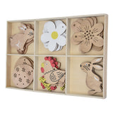30Pcs Wooden Easter Pendant Bunny Flower Chicken Eggs Durable Wood Eye Catching Wooden Cutouts for DIY Decoration