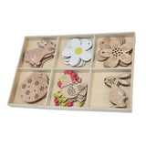 30Pcs Wooden Easter Pendant Bunny Flower Chicken Eggs Durable Wood Eye Catching Wooden Cutouts for DIY Decoration