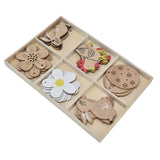 30Pcs Wooden Easter Pendant Bunny Flower Chicken Eggs Durable Wood Eye Catching Wooden Cutouts for DIY Decoration