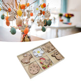 30Pcs Wooden Easter Pendant Bunny Flower Chicken Eggs Durable Wood Eye Catching Wooden Cutouts for DIY Decoration