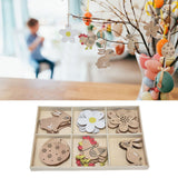 30Pcs Wooden Easter Pendant Bunny Flower Chicken Eggs Durable Wood Eye Catching Wooden Cutouts for DIY Decoration