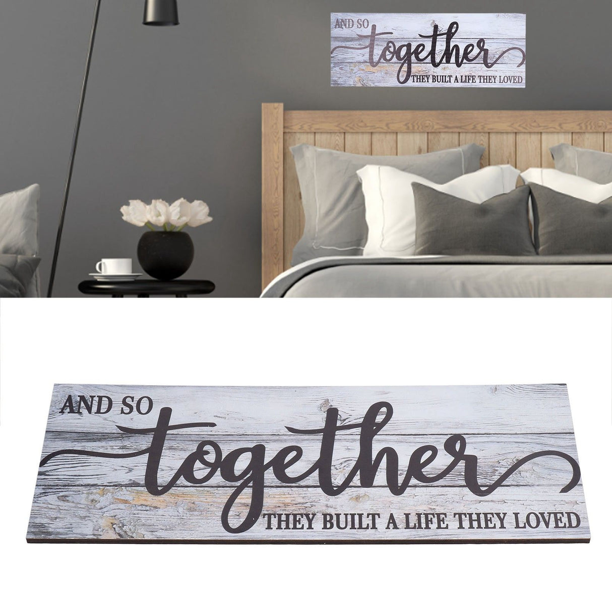 Wooden Wall Sign Together Word Durable Waterproof Odorless Boxwood Lightweight Simple Design Portable Wood Wall Decor