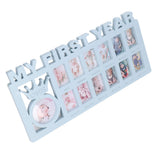 Newborn Photo Frame Durable Polished 12 Small Picture Frames Record Baby's Monthly Growth Baby Photo Frame for GiftBlue