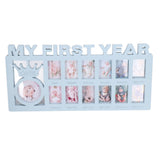 Newborn Photo Frame Durable Polished 12 Small Picture Frames Record Baby's Monthly Growth Baby Photo Frame for GiftBlue