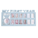 Newborn Photo Frame Durable Polished 12 Small Picture Frames Record Baby's Monthly Growth Baby Photo Frame for GiftBlue