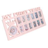 Newborn Photo Frame Durable Polished 12 Small Picture Frames Record Baby's Monthly Growth Baby Photo Frame for GiftPink
