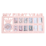Newborn Photo Frame Durable Polished 12 Small Picture Frames Record Baby's Monthly Growth Baby Photo Frame for GiftPink - Rear View