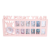 Newborn Photo Frame Durable Polished 12 Small Picture Frames Record Baby's Monthly Growth Baby Photo Frame for GiftPink