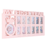 Newborn Photo Frame Durable Polished 12 Small Picture Frames Record Baby's Monthly Growth Baby Photo Frame for GiftPink