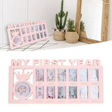 Newborn Photo Frame Durable Polished 12 Small Picture Frames Record Baby's Monthly Growth Baby Photo Frame for GiftPink
