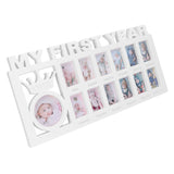 Newborn Photo Frame Durable Polished 12 Small Picture Frames Record Baby's Monthly Growth Baby Photo Frame for GiftWhite