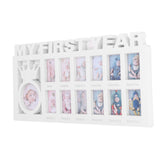 Newborn Photo Frame Durable Polished 12 Small Picture Frames Record Baby's Monthly Growth Baby Photo Frame for GiftWhite