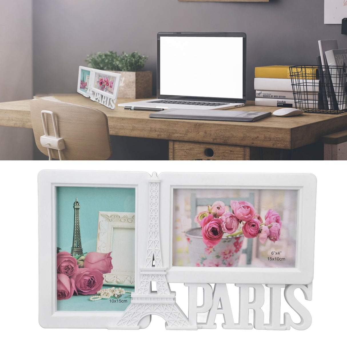 2PCS Rectangle Photo Frame Home Decorative Photo Frame 2 Hole Wedding Picture Frame for Bedroom Party