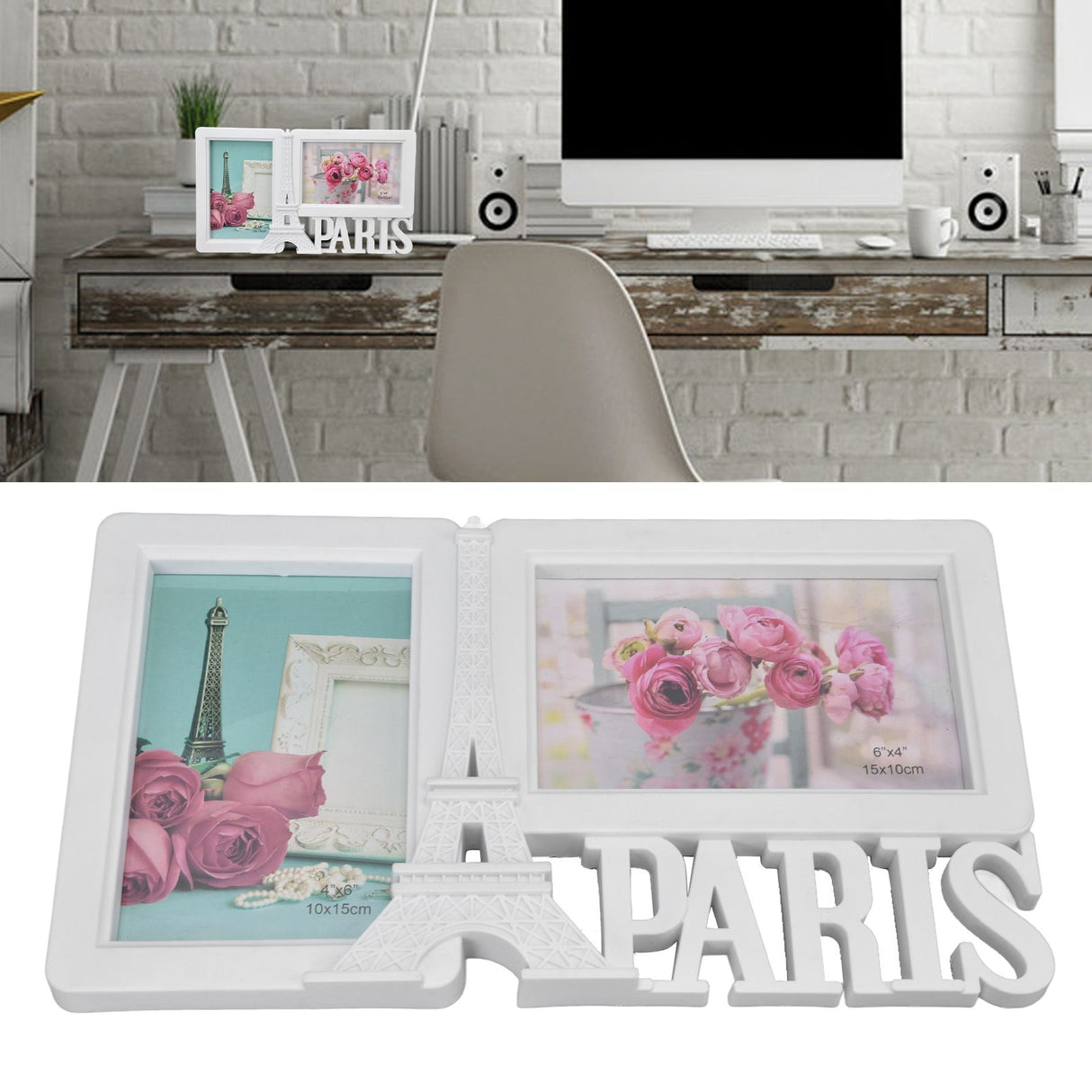 2PCS Rectangle Photo Frame Home Decorative Photo Frame 2 Hole Wedding Picture Frame for Bedroom Party