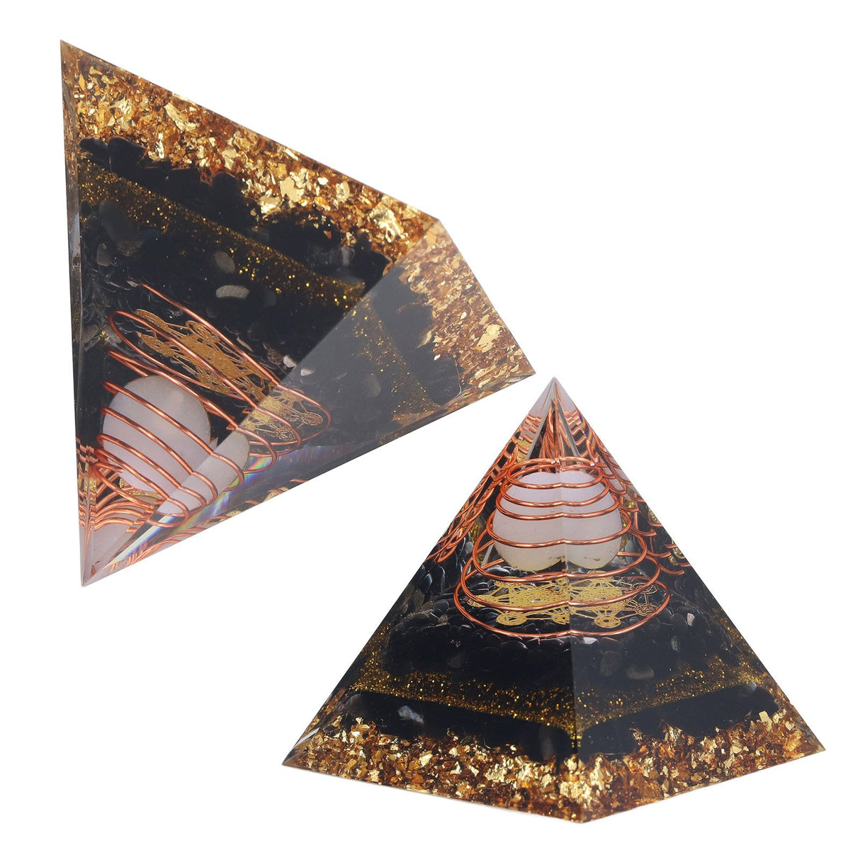 Orgone Pyramid Decorative Balancing Energy Power Stone Pyramid Ornament for Yoga Meditation Bedroom