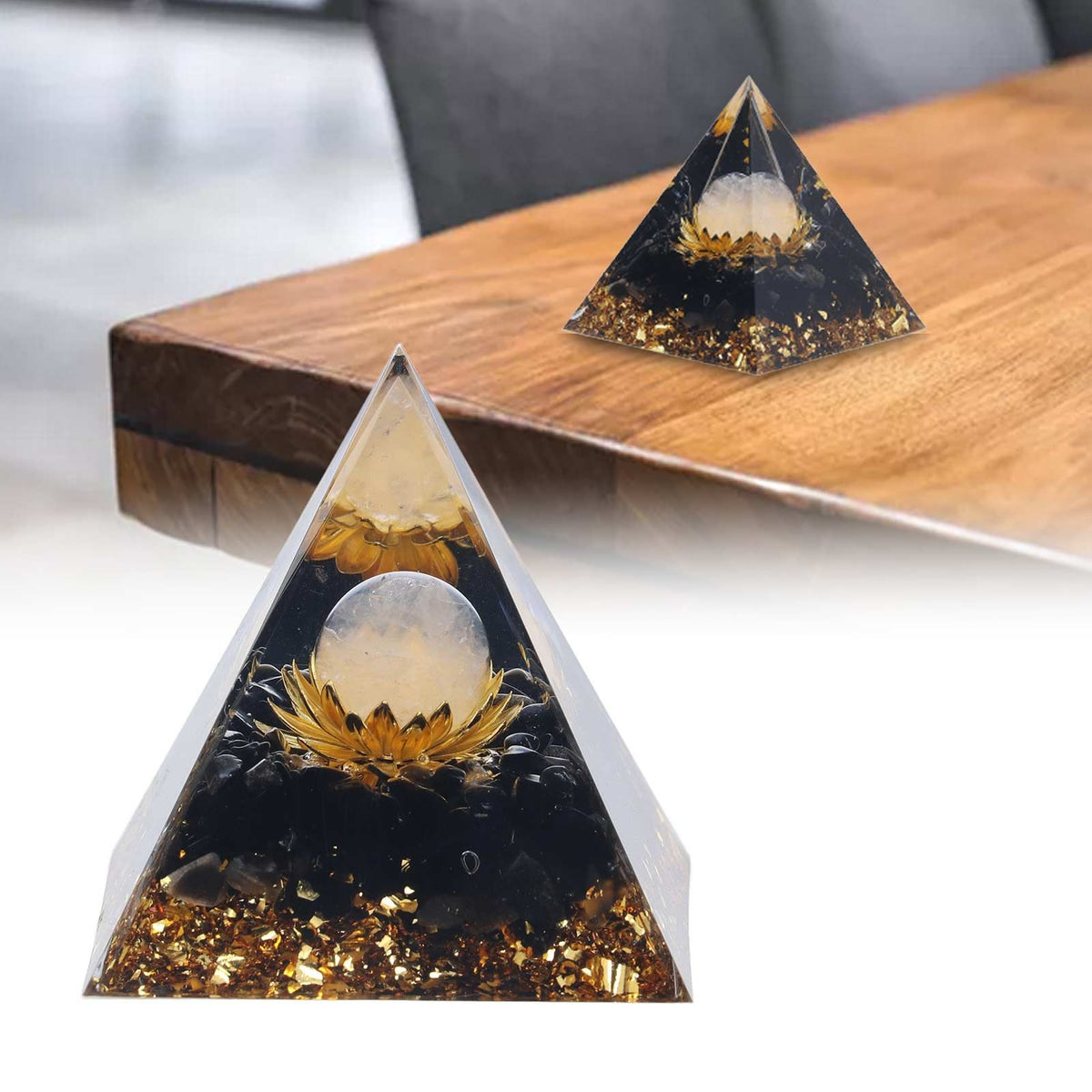Orgone Healing Pyramid Energy Balancing Positive Power Stone Pyramid Decoration for Meditation Bedroom Office