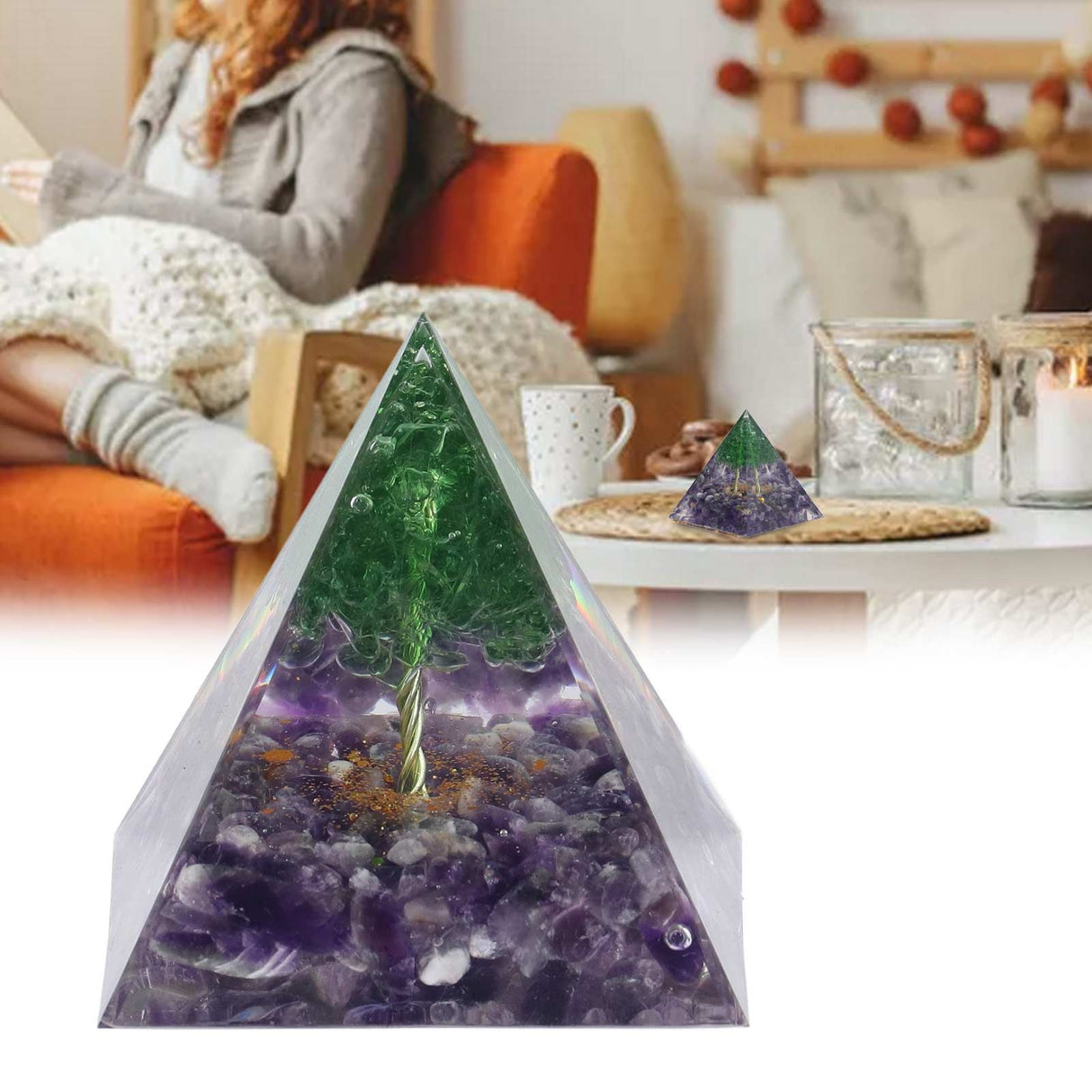 Crystal Pyramid Orgone Pyramid Home Handicraft Ornaments for Energy Healing Calmness