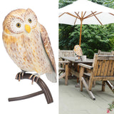 Owl Sculpture Iron Lifelike Decorative Desk Owl Statue Crafts Ornament for Garden Home Office - Extra Image